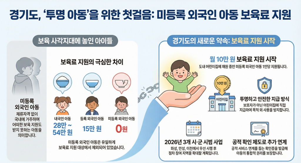 경기도, 2026년부터 불법체류자 아동 월 10만원 지원